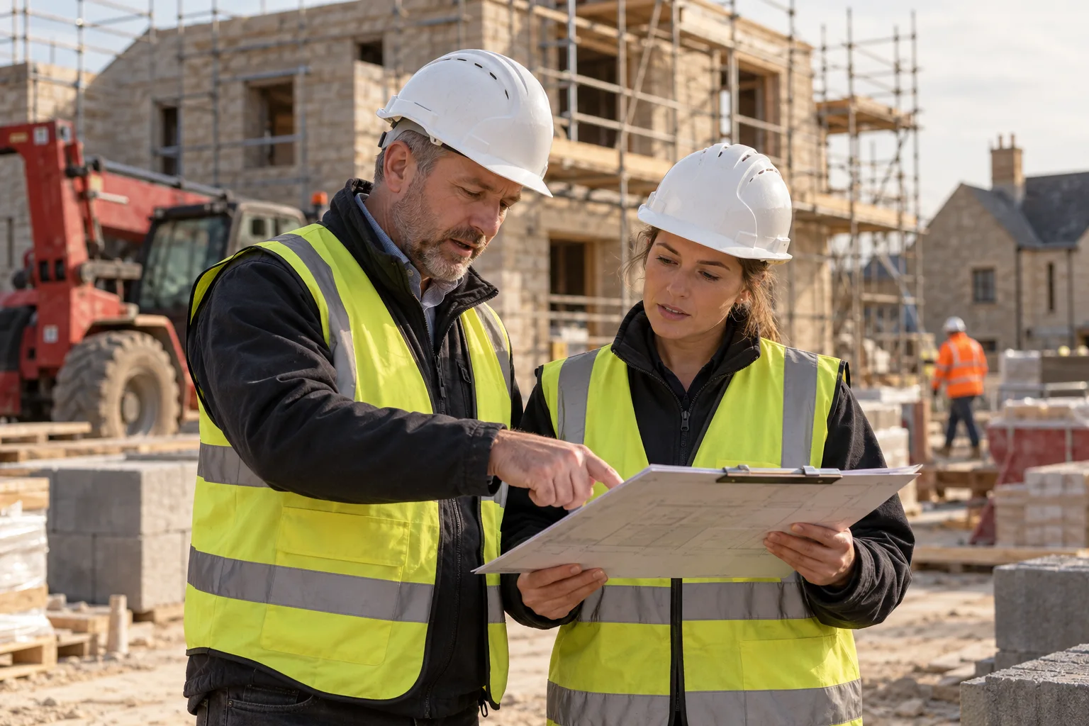 Illustrative construction industry scheme scene